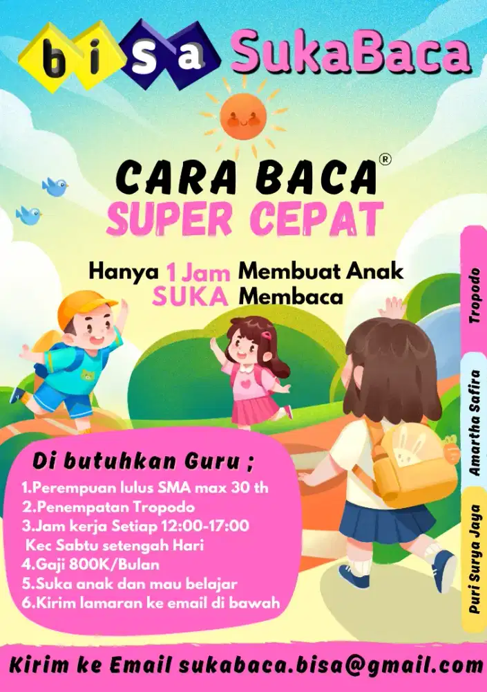 Guru Bimbel anak lokasi Tropodo