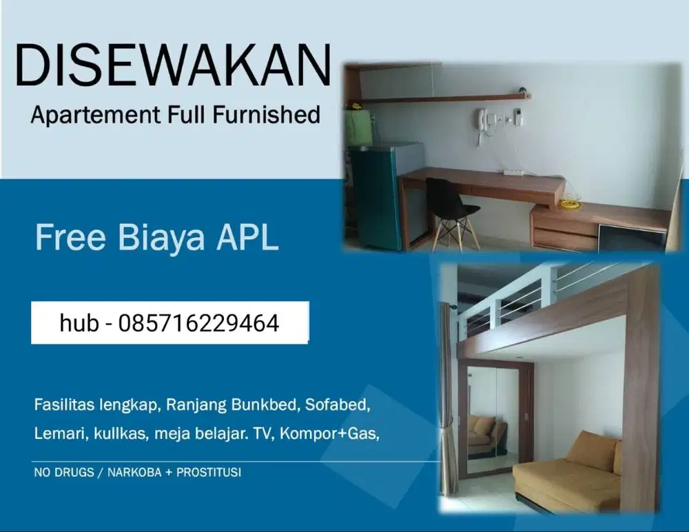 Disewakan 1 unit Tipe Studio Mezzanine Dave Apartemen lt.16