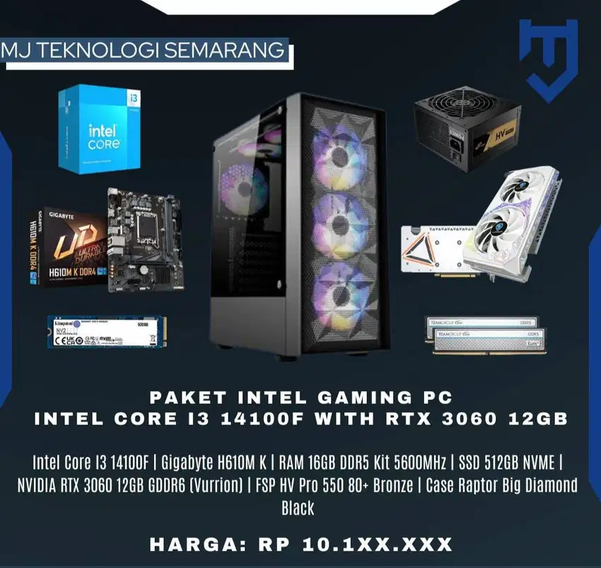PC Gaming Intel Core I3 14100F with NVIDIA RTX 3060 12GB GDDR6
