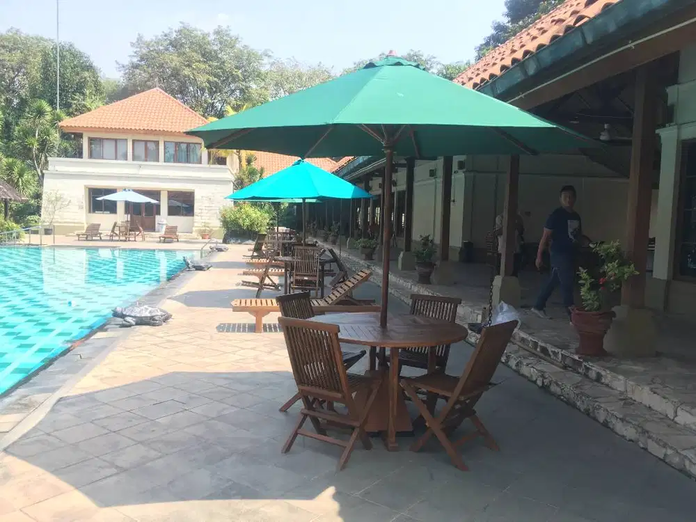 2026BP GRADE B+ SET MEJA PAYUNG TAMAN MEJA PAYUNG CAFE KAYU JATI BOGOR
