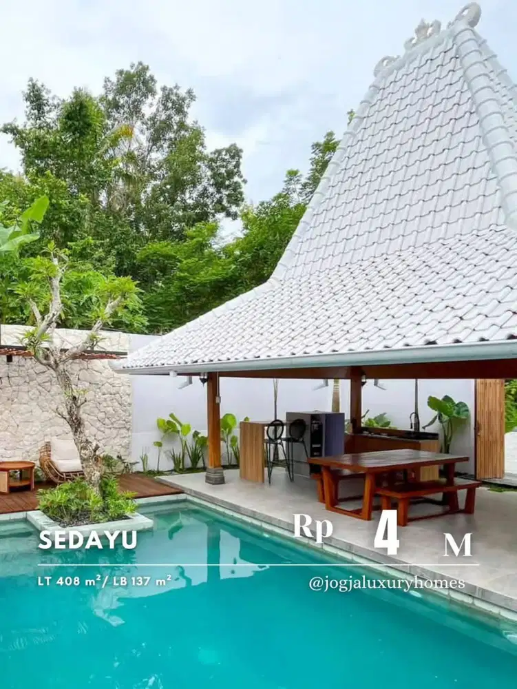 Dijual Villa Limasan Tropis dengan Kolam Renang di Sedayu