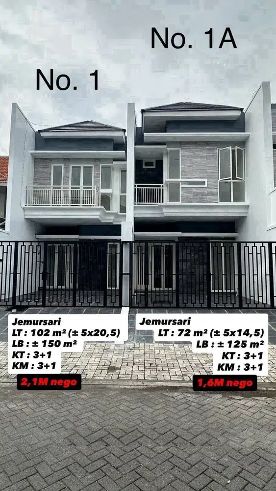 Dijual Rumah Baru Modern Minimalis Jemursari dekat Ubaya Petra
