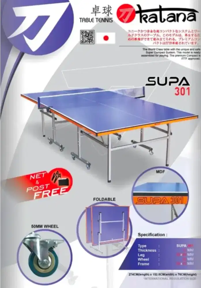 Meja pingpong import katana