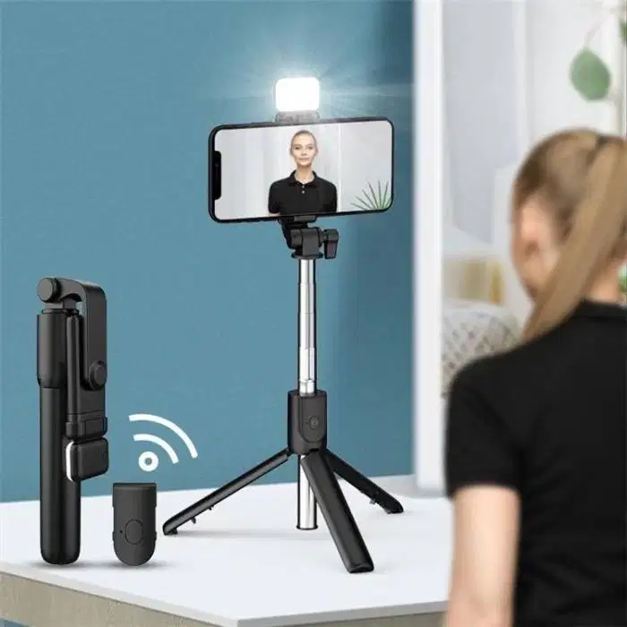 Tongsis R1S Selfie Stick Tripod Bluetooth Tomsis Ringlight