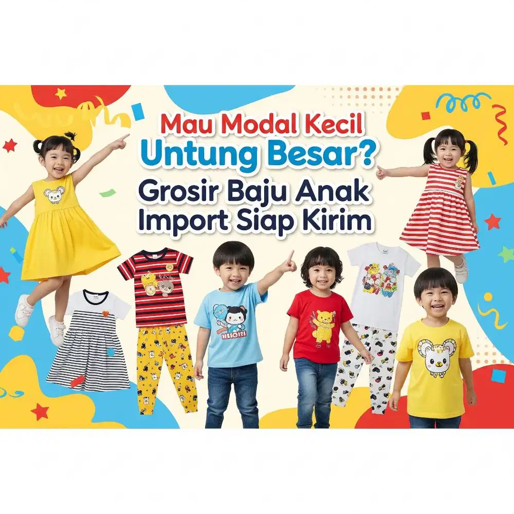 FLASH SALE Grosir Baju Anak Import Mini – Isi 100pcs Hanya Rp2.500.000
