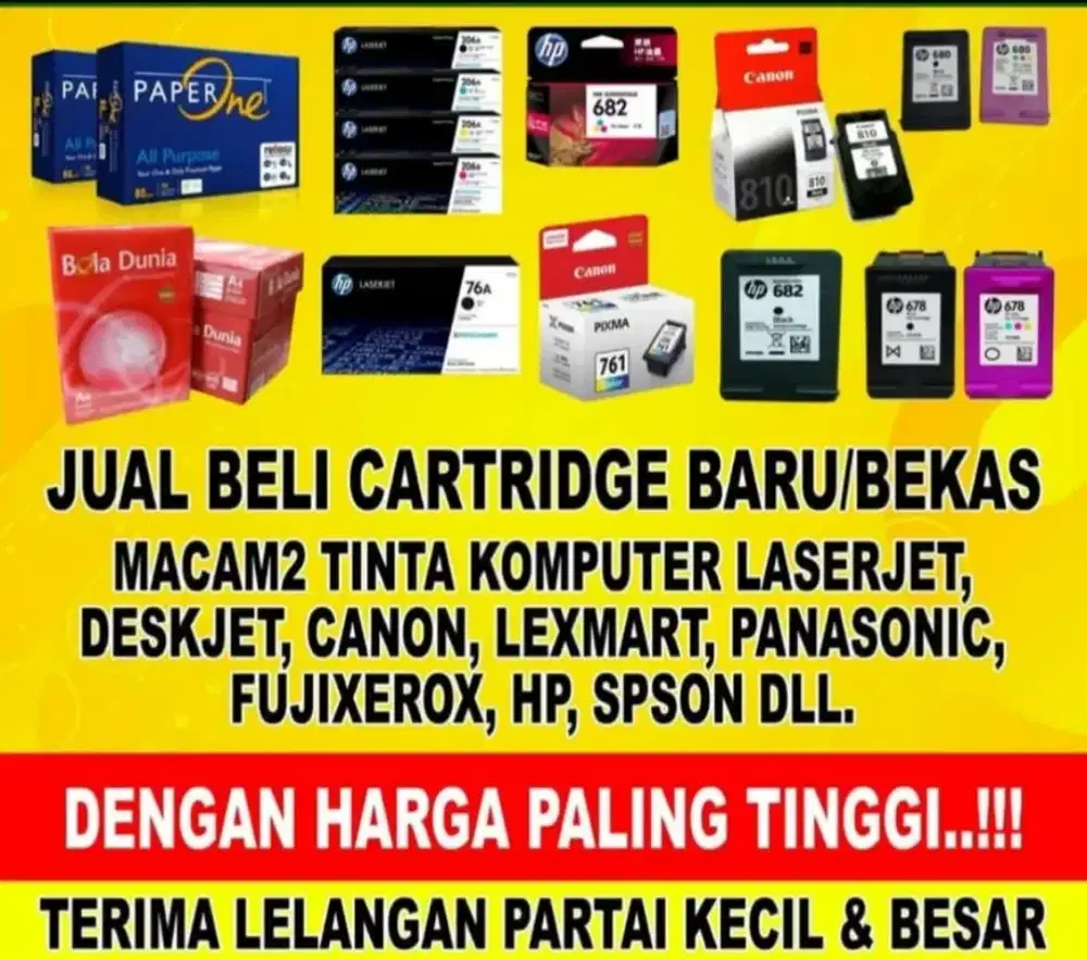 MENERIMA JUAL-BELI TINTA CARTRIDGE BARU & BEKAS KANTORAN ANDA
