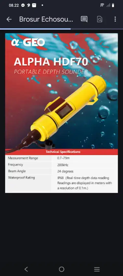 Handheld depth finder alpha hdf70