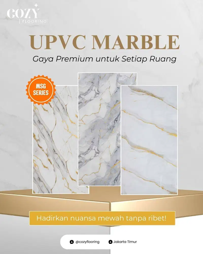 UPVC Marble dinding Laiv MSG Series motif Gold