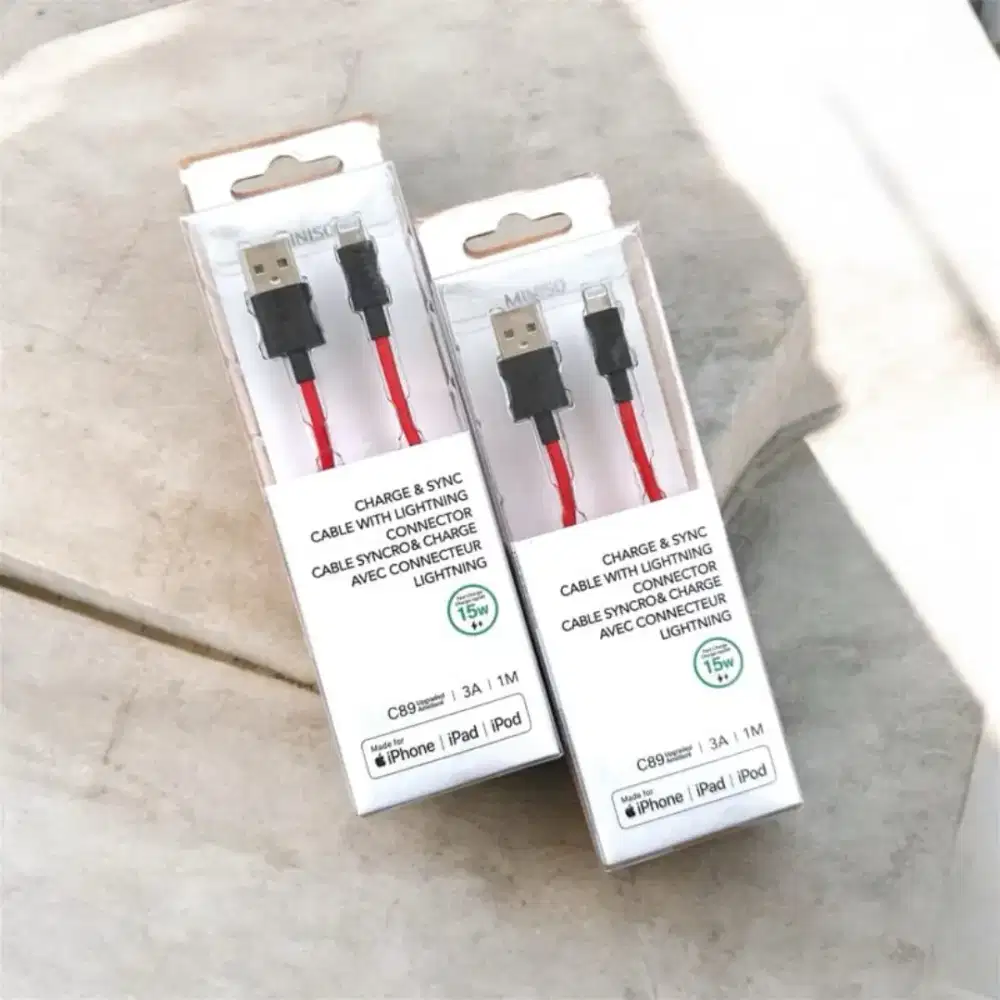 Original Kabel Iphone Ipod Ipad Charger Lightning 2,4A By MINISO Asli