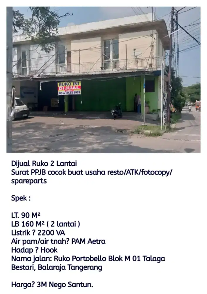 Jual Ruko hook sindangjaya