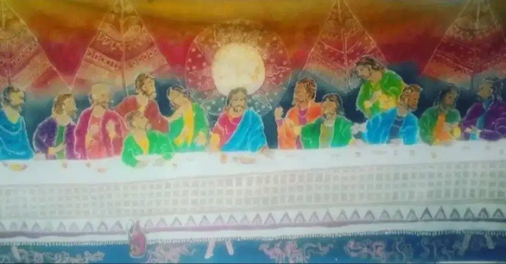 LUKISAN BATIK TULIS PERJAMUAN TERAKHIR (THE LAST SUPPER)