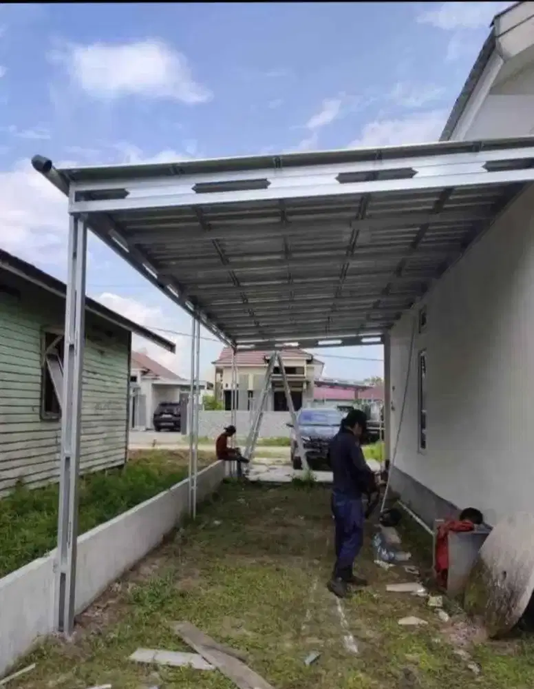 Melayani pemasangan kanopi baja ringan galvalum pasir terpasang