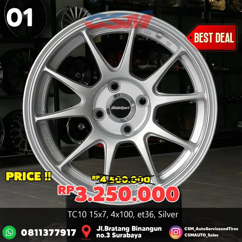 SALE!! Velg TC10 Weds. R15 for Jazz, Agya, Brio, Swift, Calya, Yaris