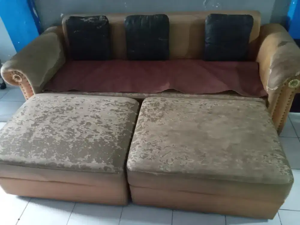 Sofa Bed coklat muda (bisa di pakai terpisah sesuai pic)