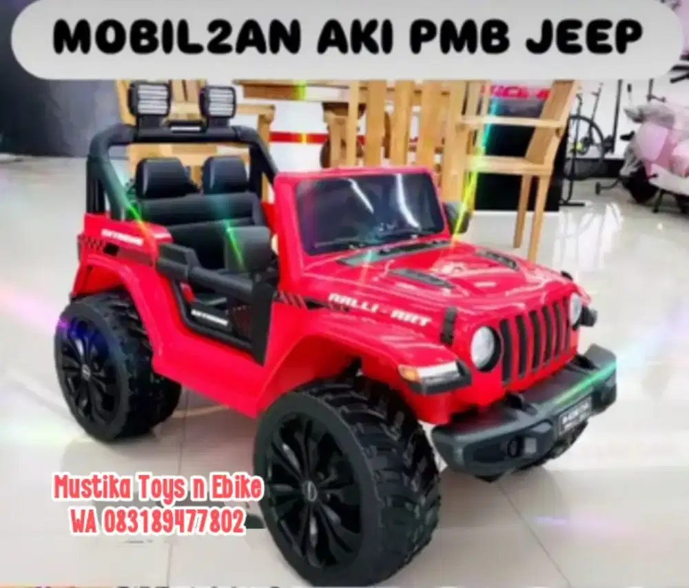 Mobil Aki Jeep Rally sudah ban karet, mode swing, bsa remot n manual,