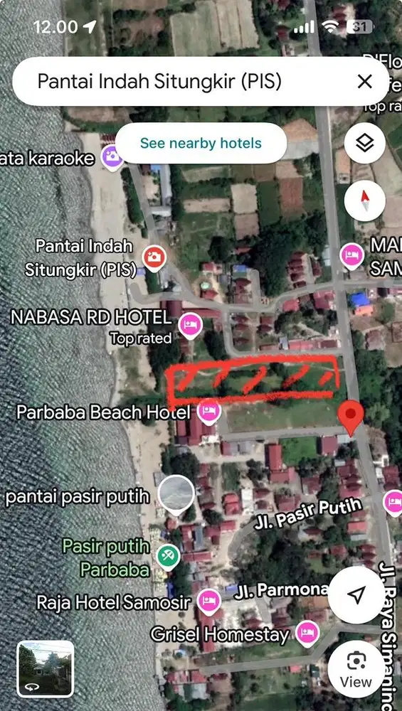 Tanah dijual di pinggir danau toba