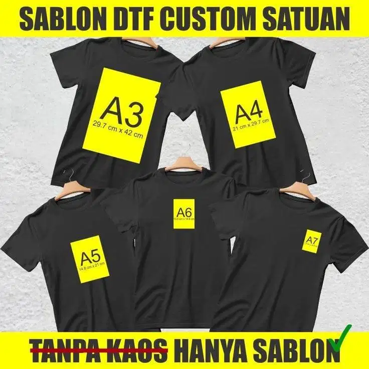 jasa custom DTF sablon sticker A3 A4 A5 A6 A7 sablon kaos setrika