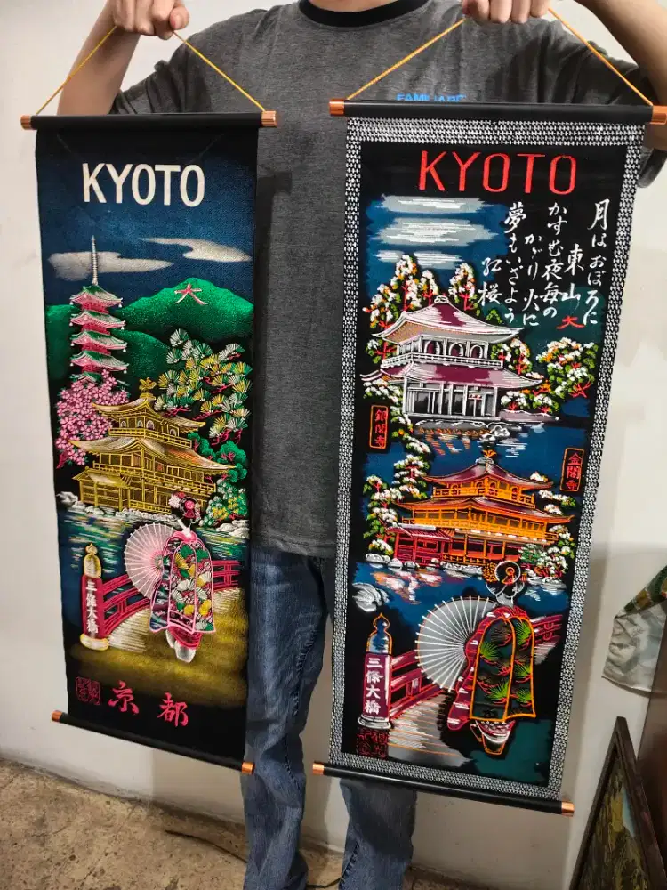 2pcs Hiasan dinding kain gantung asli dari Jepang