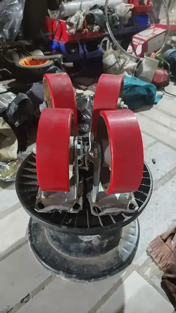 1 SET RODA TROLI TROLEY GEROBAK PU HEAVY DUTY 6 INCH