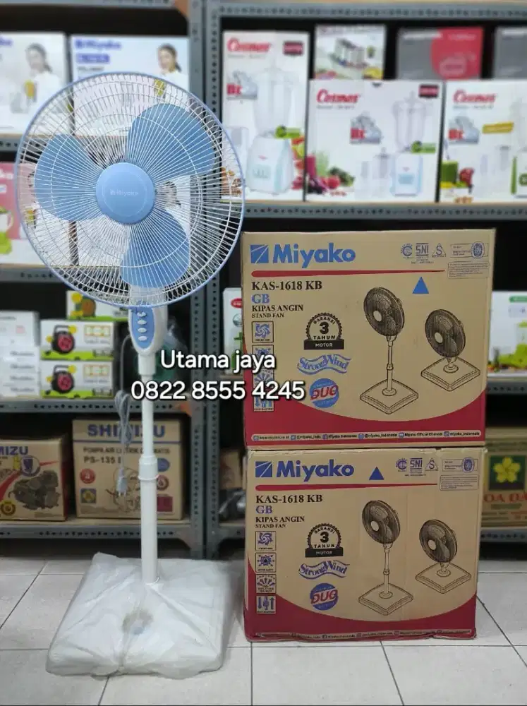 KIPAS ANGIN MIYAKO 16 KAKI PETAK KAS-1618KB GB(BARU DAN BERGARANSI)
