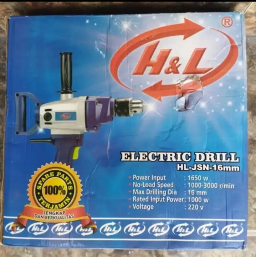 Mesin Bor Tangan Listrik Electric Drill 16mm Merk H&L Berkualitas Kuat