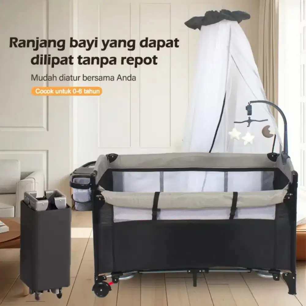 Tempat tidur bayi lipat portable