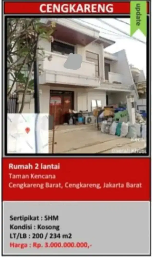 Dijual Rumah Siap Huni 2 Lantai Taman Kencana Cengkareng