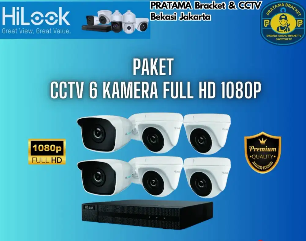 Paket Cctv 6 kamera Full HD Hilook