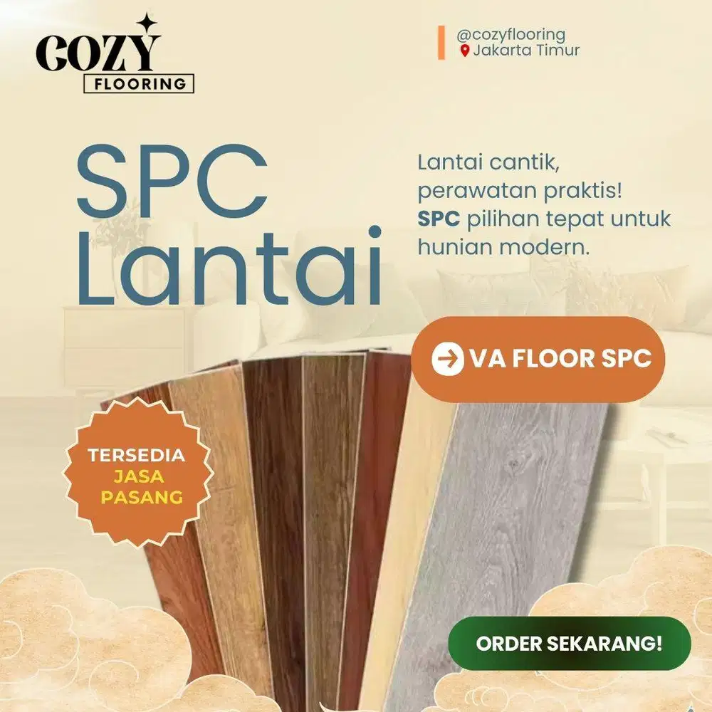 SPC Lantai Va Floor Tebal 4mm + 1mm IXPE | Lanti Kayu klik anti rayap