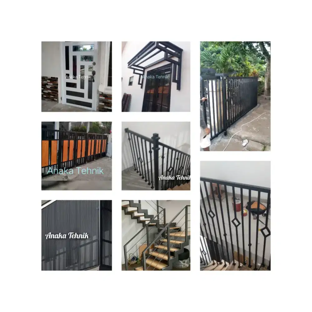 Pintu gerbang,kanopi,raillling tangga,pintu besi,pagar