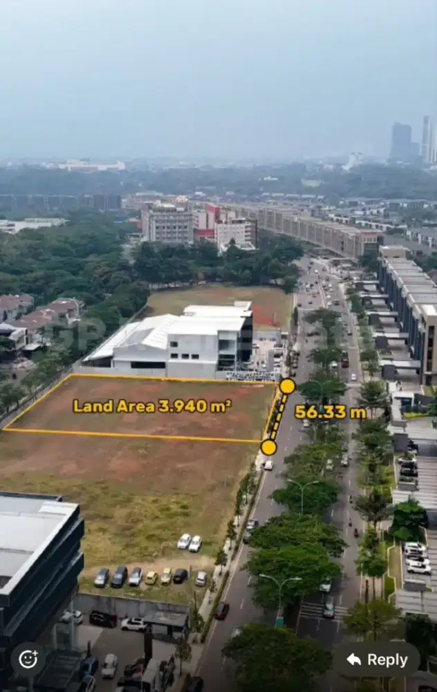 Disewakan Kavling Komersial BSD Seberang FBL cocok u/ showroom resto