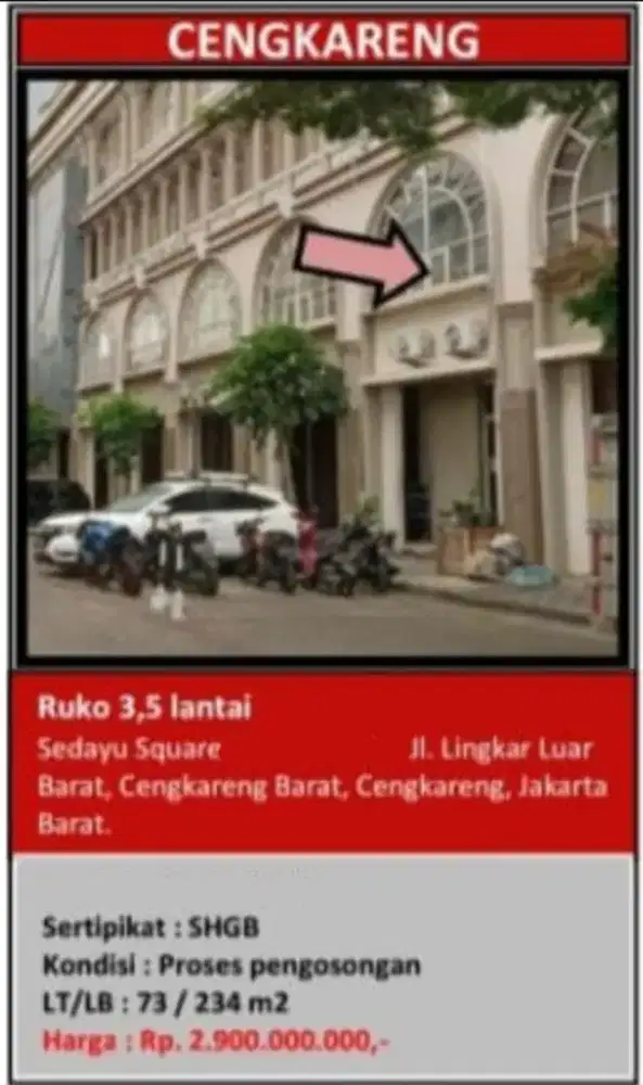 Dijual Ruko Sedayu Square Cengkareng
