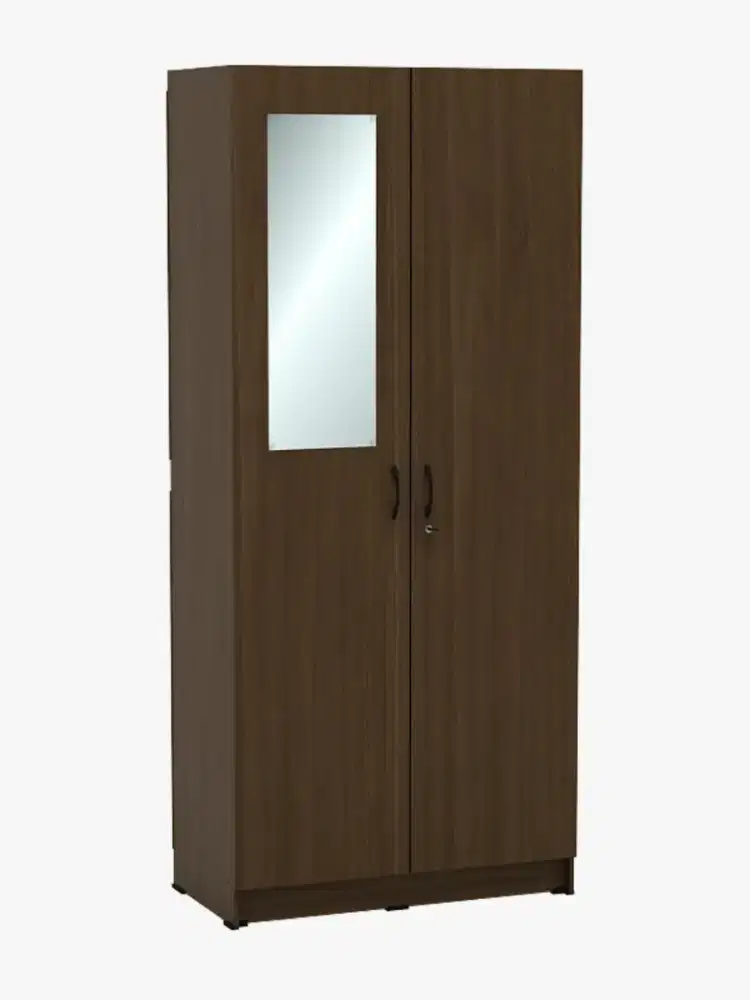 Lemari pakaian modern 2 pintu isi gantung dan rak modern brown