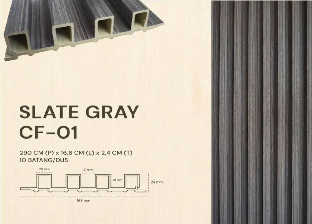 WPC Wood Wallpanel Chiara Dekorasi Dinding Type CF Panjang 2,9m