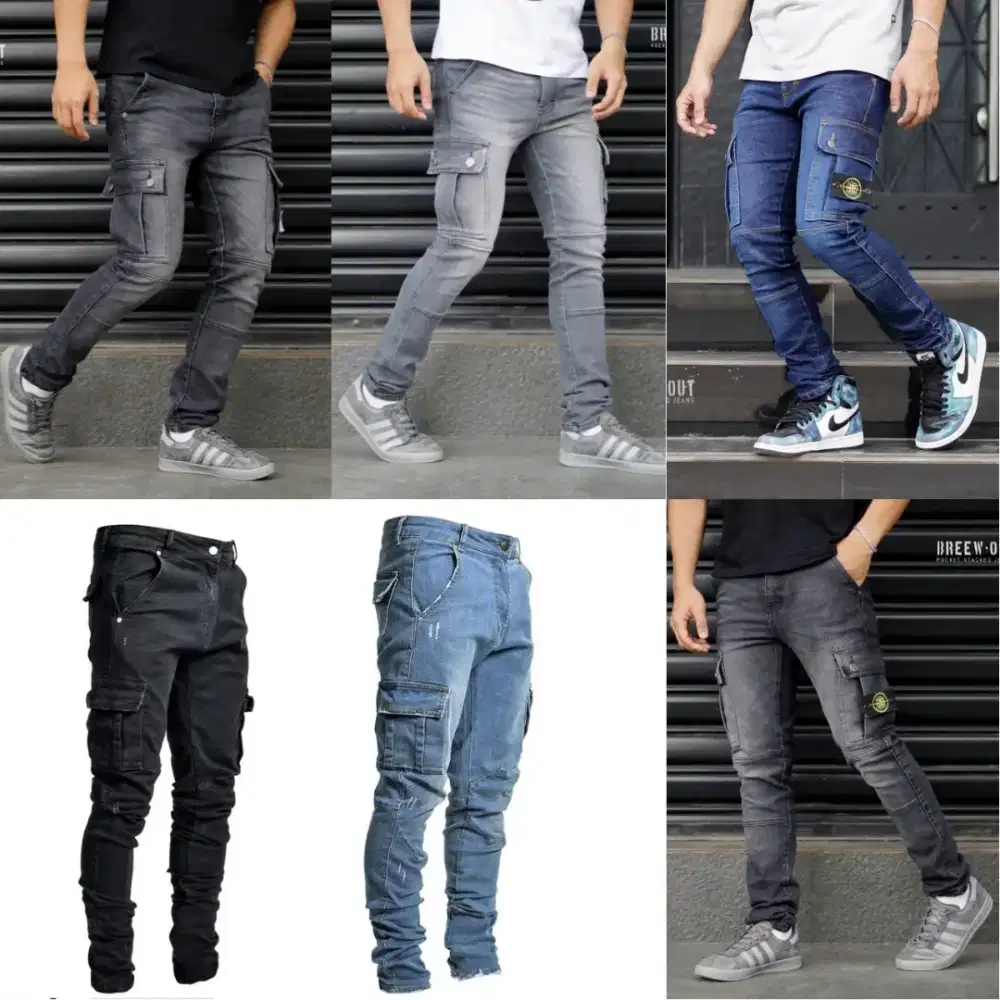 Celana Jeans Cargo Pria / Jeans Cowok Cargo / Celana Cargo Jins Cowok
