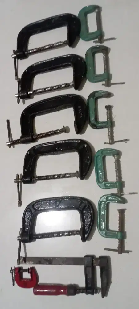 clamp C , 5 buah ukuran 4, 5 buah ukuran 2' dan clamp F , Cmini