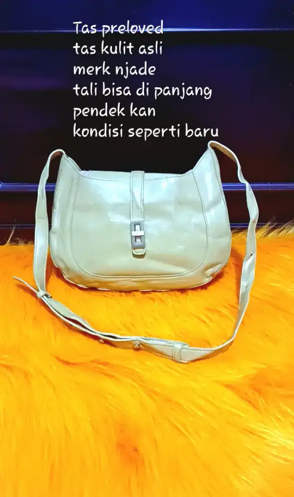 Tas kulit asli tali panjang merk njade