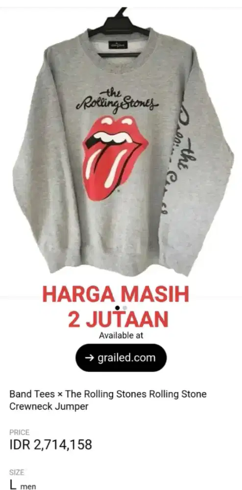 Baju The Rolling Stones ( Original ) crewneck cowok cewek RARE/LANGKA