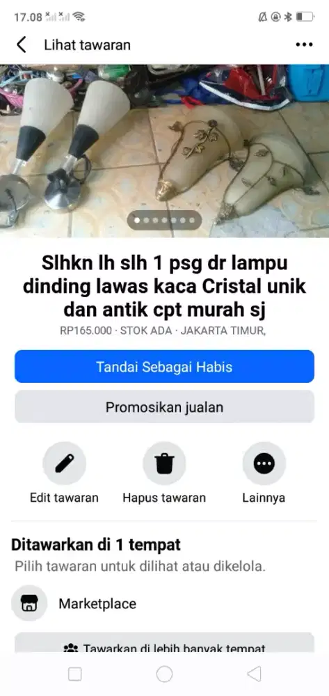 Slhkn lh slh 1 psg dr lampu lawas kaca Cristal unik SKL cpt murah sj