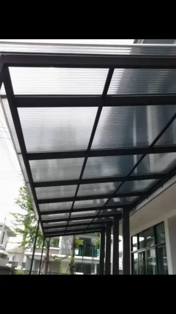 Kanopi minimalis atap polycarbonate semi transparan