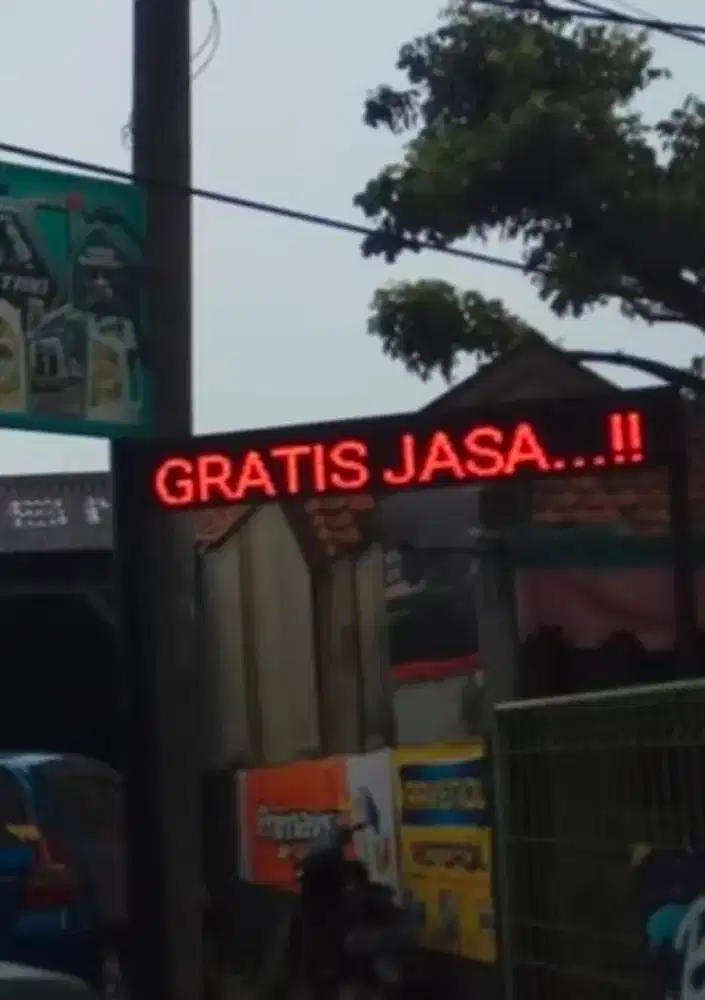 Running text, ukuran P 165cm, T 21 cm