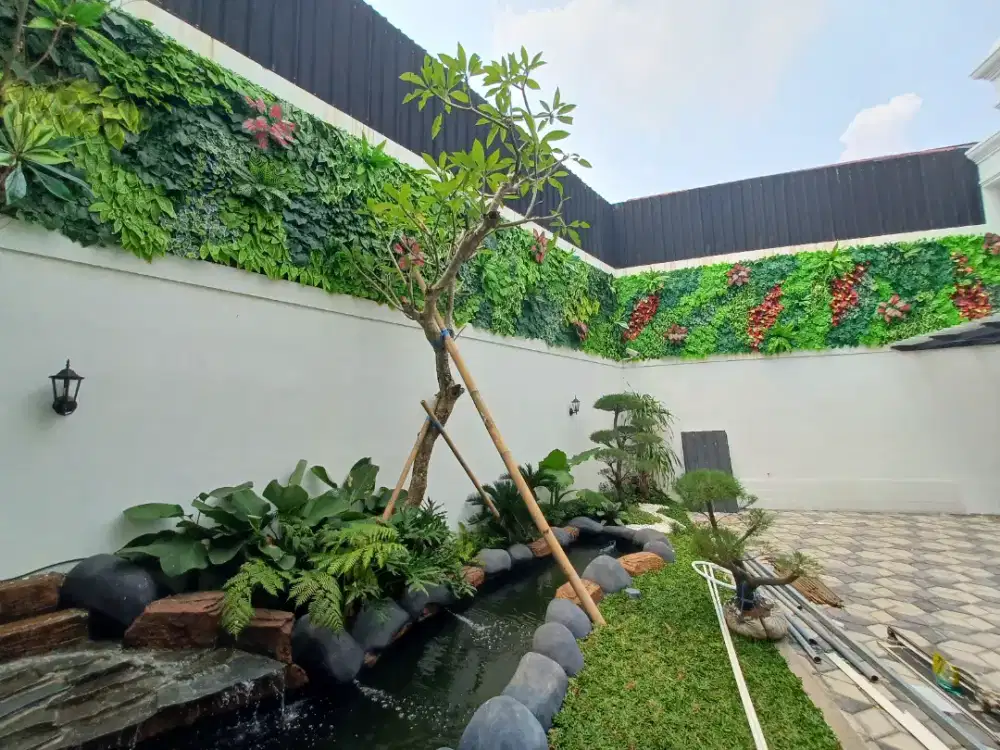 Tanaman Vertical Daun Sintetis Taman Modern