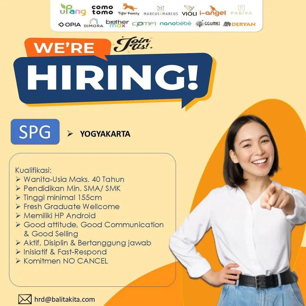 LOKER SPG untuk penempatan di toko baby shop