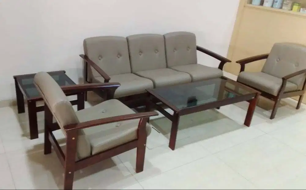 Sofa kayu asli 1 set Aprilia Sofa set Ligna sofa minimalis Kursi tamu