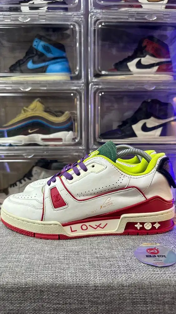 LOUIS VUITTON TRAINER UPCYCLE WHITE RED MULTIPLE COLOURS