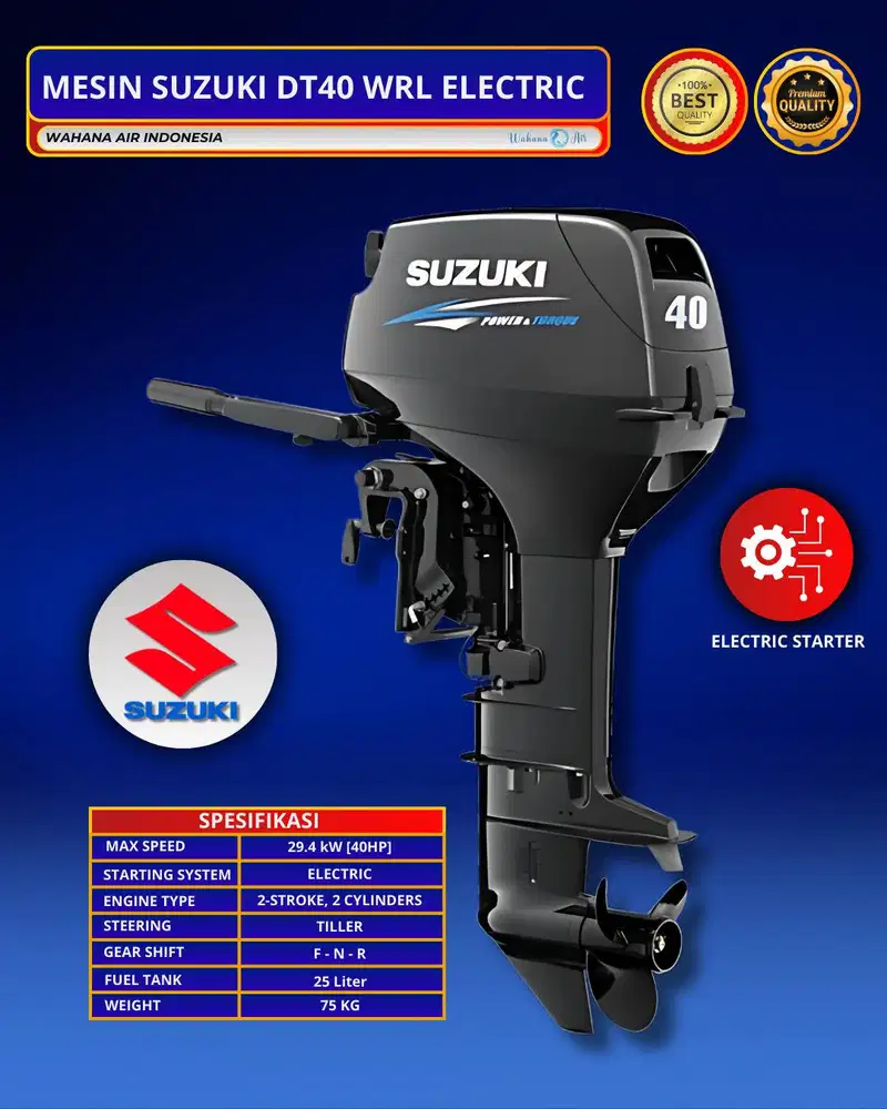 MESIN PERAHU TEMPEL SUZUKI DT40 WRL ELECTRIC 40PK