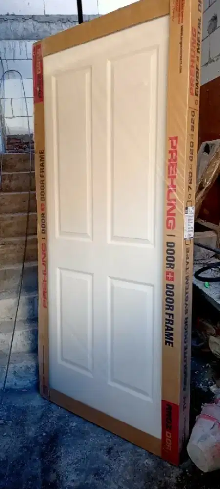 Prehung Pintu Angzdoor HDF Panel Kuat + Kusen Metal Anti Rayap