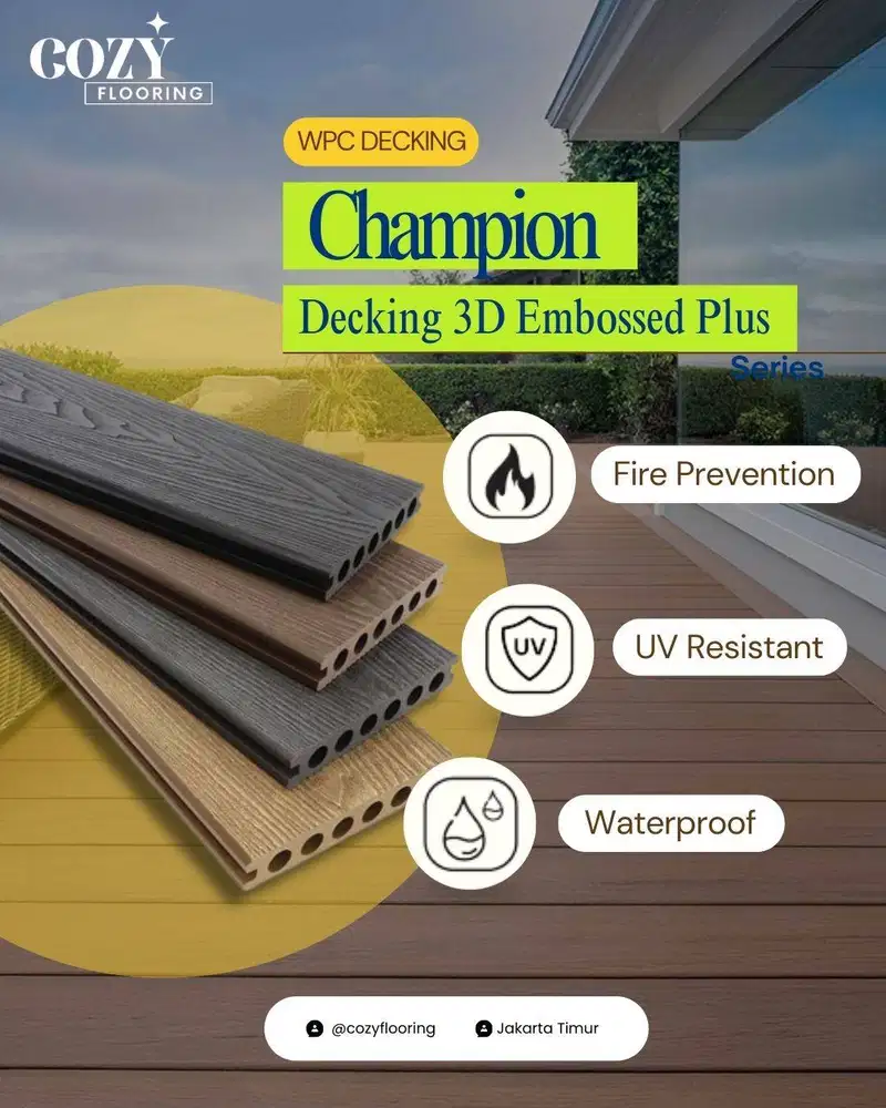 WPC Decking Champion 3D Embossed Plus Series | Motif corak kayu