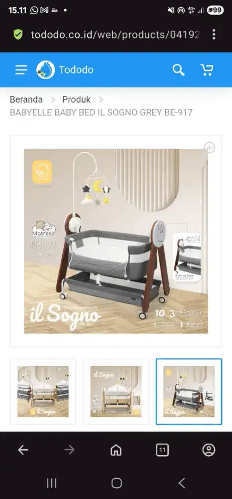 Babyelle bed sogno buat baby belum pernah dipakai