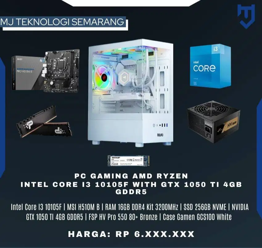 PC Gaming Intel Core I3 10105F with NVIDIA GTX 1050 TI 4GB GDDR5
